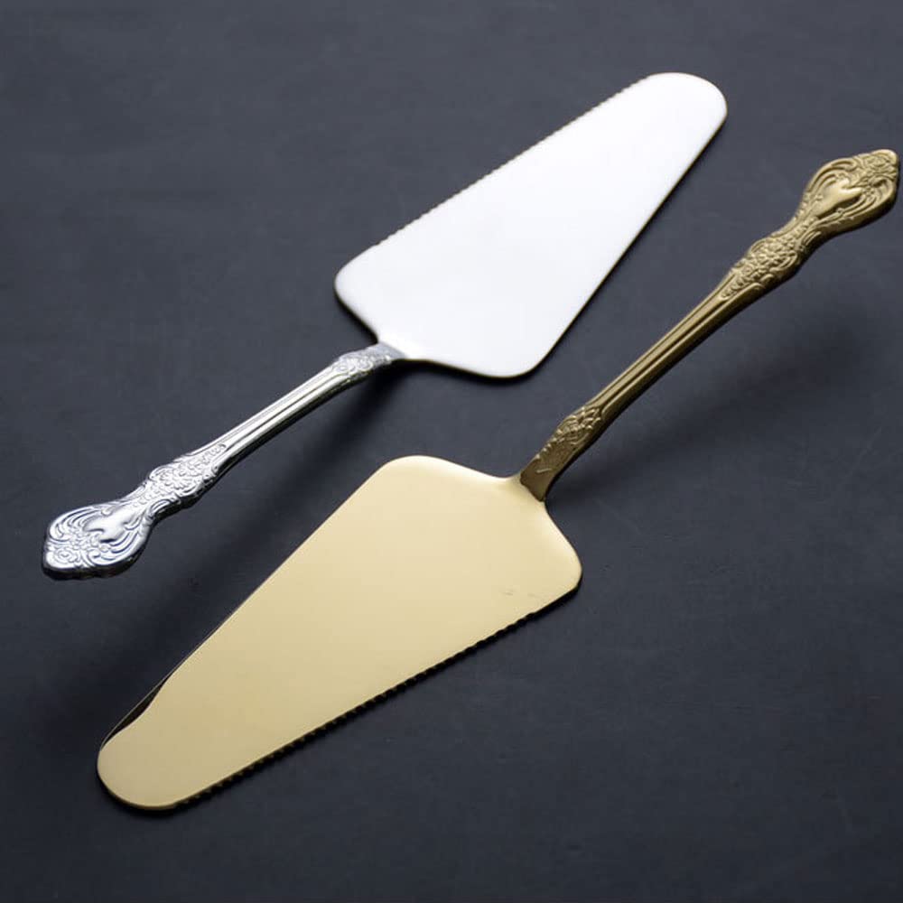 Mcles Stainless Steel Dessert Server Spatula, Cake Pie Pastry Server Pack Of 2,Pie Spatula Cake Server Spatula Luxurious Pie Server Spatula for Pizza,Cheese, Gold and Silver Cake Shovel