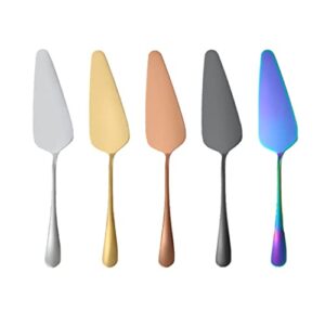 doitool colorful pie cake server knife, wedding cake serving set, stainless steel cake pie pastry servers, simple serrated cake shovel, mirror finish& onside with fine serrated