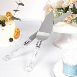 Efavormart Stainless Steel Knife & Server Set with Clear Acrylic Handle - Box for Wedding, Birthday, Upscale Occasions, Special Events, Hotels, Restaurants