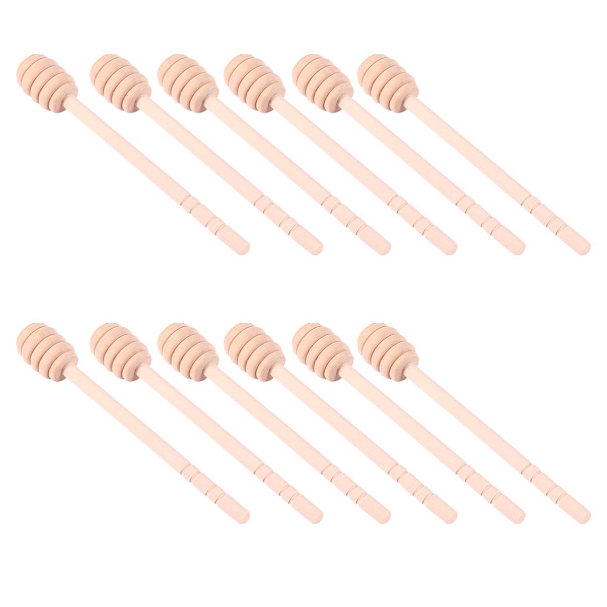 DOITOOL 12Pcs bee stick honey server honey scoop chocolate stirrers honey twirler honey chocolate stirring spoons honey stirring rod honey ladle teaspoon Wooden portable to rotate