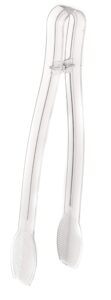 [6 pack] 9 inch heavy duty clear serving tongs - plastic disposable salad tongs - high heat plastic, catering, salads, bakery, buffets, bbq, ice, hot and cold foods by ecoquality (9")