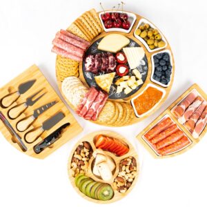 Blueberry USA Charcuterie Boards Set: Bamboo Cheese Board and Knife Set, Gifts for Women, Housewarming Gifts, New Home Gifts, Unique Gifts for Her, Anniversary & Wedding Gifts for Couples