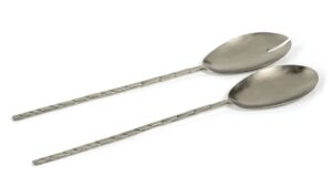 cruiser’s caché salad or serving set - stainless steel with hammered pewter finish