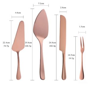 Cake Server Set,Rose Gold 18/8 （304）Stainless Steel Cake Shovel,Cake Knife&Dessert Fork/Cake Cutting Sets for Wedding,Anniversary,Party Supplies by BUY THINGS!