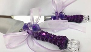 purple cake knife & server set bow design for wedding all occasion