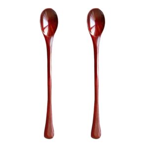 doitool 2pcs wooden honey spoons long tea spoons natural wood honey stirring spoon coffee cocktail stirrer spoons swizzle sticks jam spoon for home kitchen