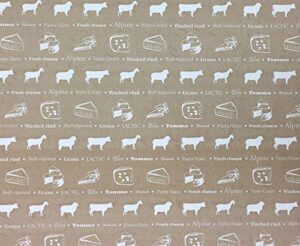 disposable cheese board paper, set of 10, cheeses and animals on beige background, perfect cheese board accessories for meat and cheese boards, travel, weddings
