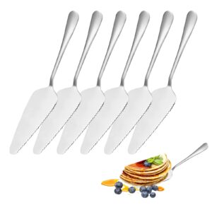 yekuyeku 6 pieces cake slice, cake server, silver cake knife, stainless steel cake slicer, cake cutter with serrated edges, cake pizza pie server for kitchen, party and wedding