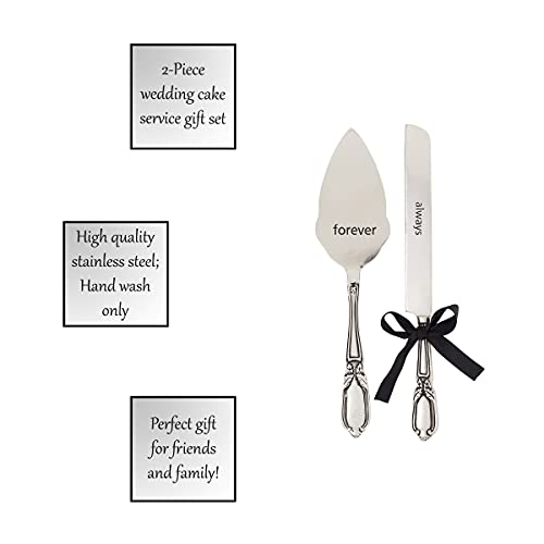 Santa Barbara Design Studio Wedding Stainless Steel Cake Server and Knife Gift Set, 2-Piece, Forever & Always