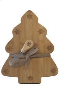 christmas tree charcuterie board set with cheese knife cutting board made from natural sustainably sourced bamboo