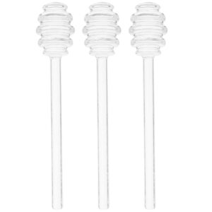 tofficu 3pcs glass honey dipper sticks, clear honey and syrup dippers, reusable honey stirrer stick honey jam syrup stirring wand for honey jar dispense pot jar containers