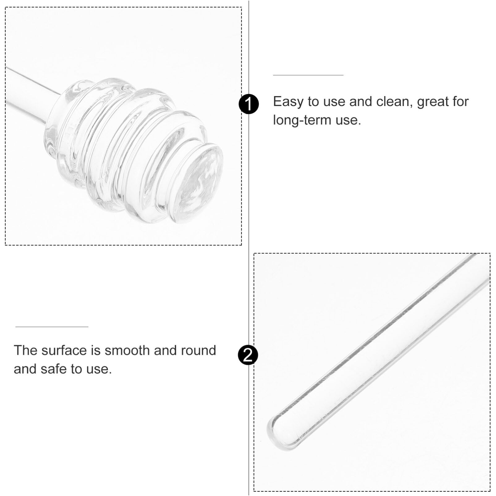 Tofficu 3Pcs Glass Honey Dipper Sticks, Clear Honey and Syrup Dippers, Reusable Honey Stirrer Stick Honey Jam Syrup Stirring Wand for Honey Jar Dispense Pot Jar Containers