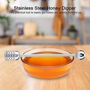 Honey and Syrup Dipper Stick Server Honey Spoon Stainless Steel Honey Dipper Stirrer Spoon Mixing Stick Tool Serve Solid for Honey Pot Jar Containers Silver