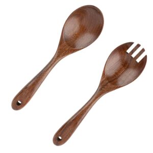 hemoton griddle 2pcs wooden salad spoon household tablespoon kitchen utensils