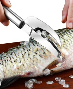 fish scale knife cut/scrape/dig 3-in-1, fish scale knife, fish scaler remover, 3-in-1 fish scaler remover cutter, stainless steel fish scale remover, stainless steel 3 in 1 fish maw knife (one)