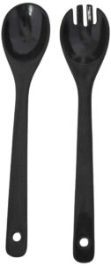 eco bamboo salad fork and spoon set, black