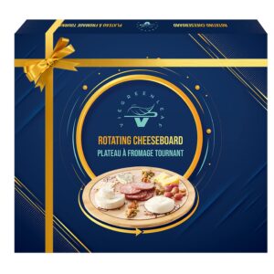 Lazy Susan Cheese Board with Cutlery Premium Bamboo Turntable Charcuterie Board - Unique Rotating Cheese Wine Pairing Platter Gift Set