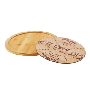 Lazy Susan Cheese Board with Cutlery Premium Bamboo Turntable Charcuterie Board - Unique Rotating Cheese Wine Pairing Platter Gift Set