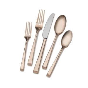 mikasa rockford rose gold 20-piece stainless steel flatware set, service for 4