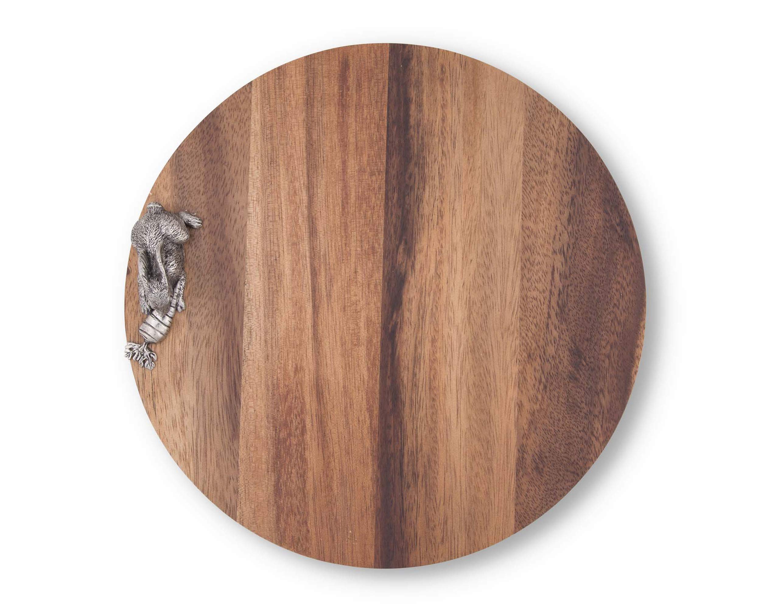 Vagabond House Rabbit Wood Cheese/Bar Board Round Acacia Hardwood Cheese/Serving Board 10 inch Diameter .75 inch Tall