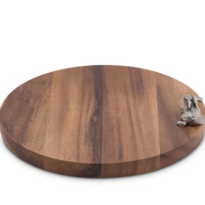 Vagabond House Rabbit Wood Cheese/Bar Board Round Acacia Hardwood Cheese/Serving Board 10 inch Diameter .75 inch Tall