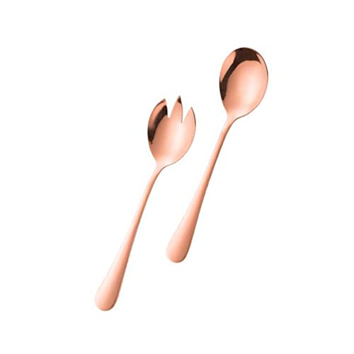 ARFUKA Salad Servers Salad Spoons and Fork Set Stainless Steel Serving Utensils for Salad Gravies or Pasta Rose Gold