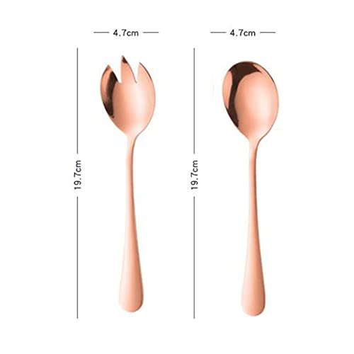 ARFUKA Salad Servers Salad Spoons and Fork Set Stainless Steel Serving Utensils for Salad Gravies or Pasta Rose Gold