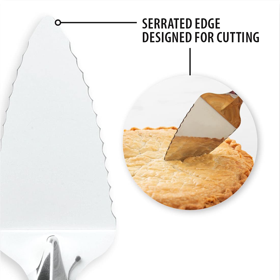 RADA Serrated Pie Server Stainless Steel With Aluminum Made in the USA, 9-1/4 Inches, Pack of 2