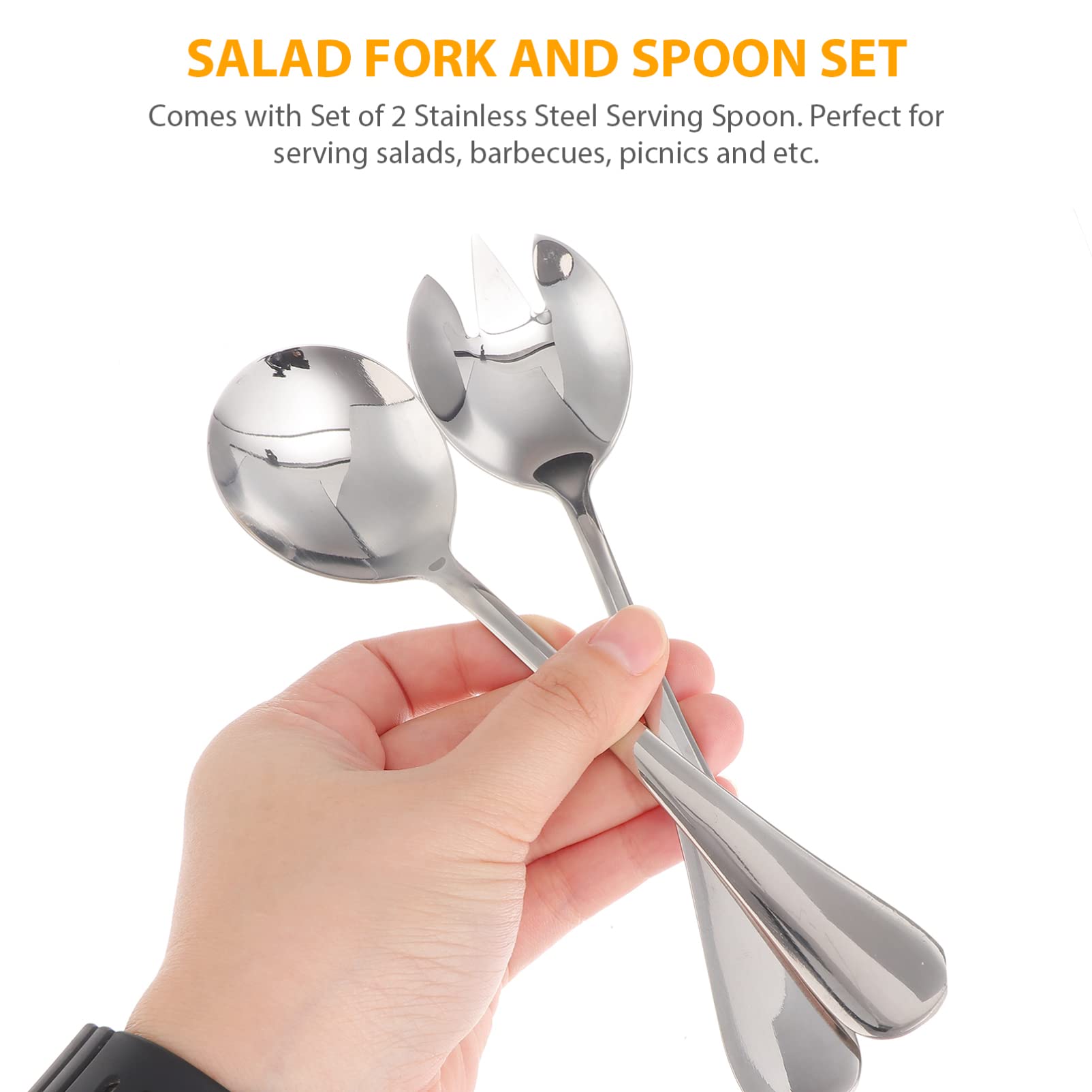 Gatuida Salad Servers, Stainless Steel Salad Serving Set, Salad Servers, Salad Spoon, Salad Fork, Pack of 2