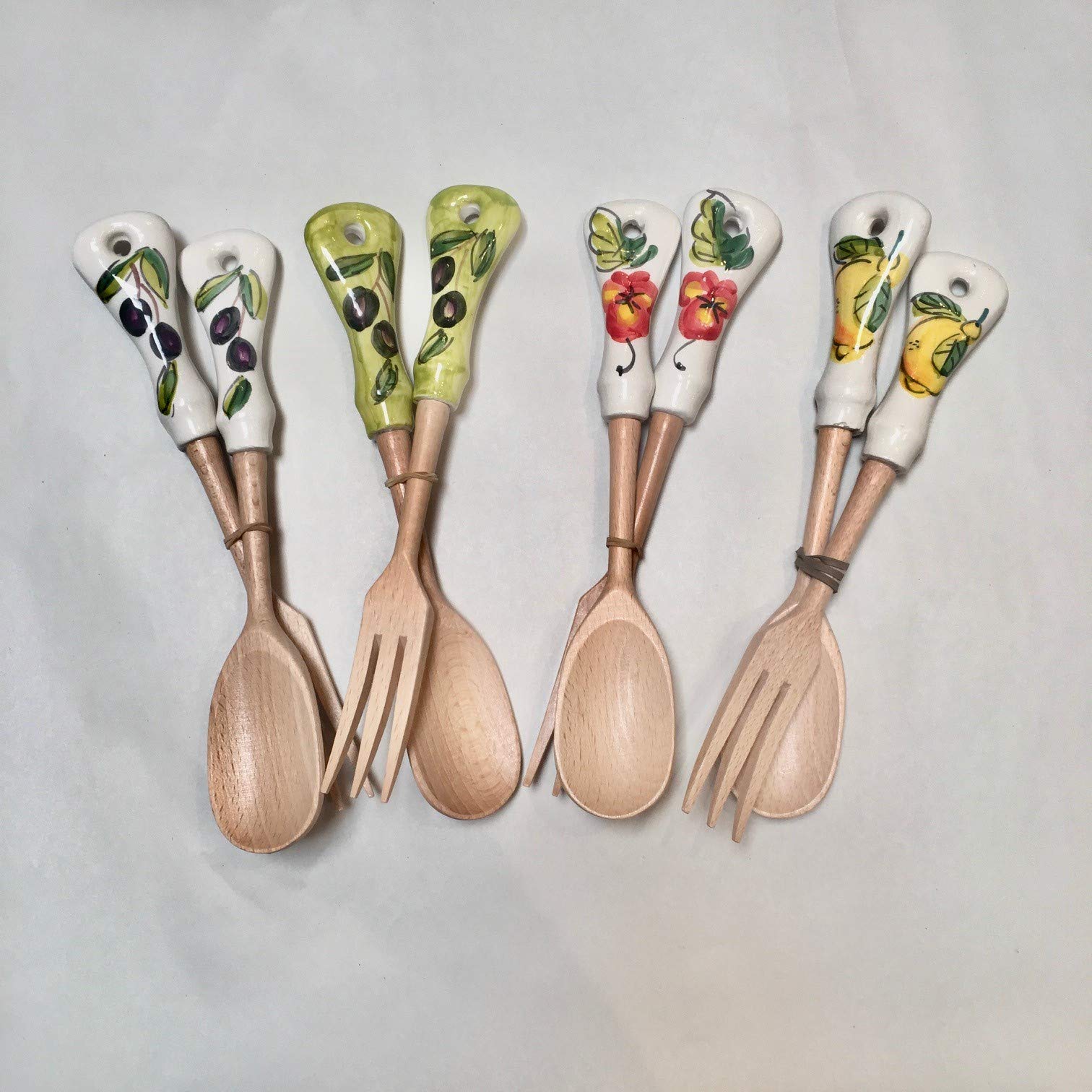 Fruit or Veggie Salad Servers (Lemon on White)