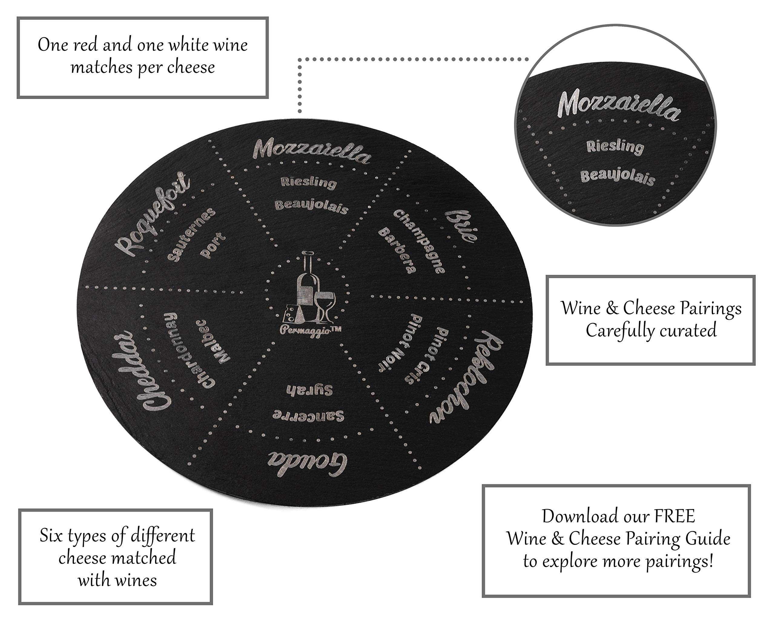 Permaggio 3 Knives and 11.7-inch Wine Pairing Cheese Board Set, Space Gray