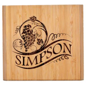 personalized engraved cheese board tray and knife tools set - custom monogrammed