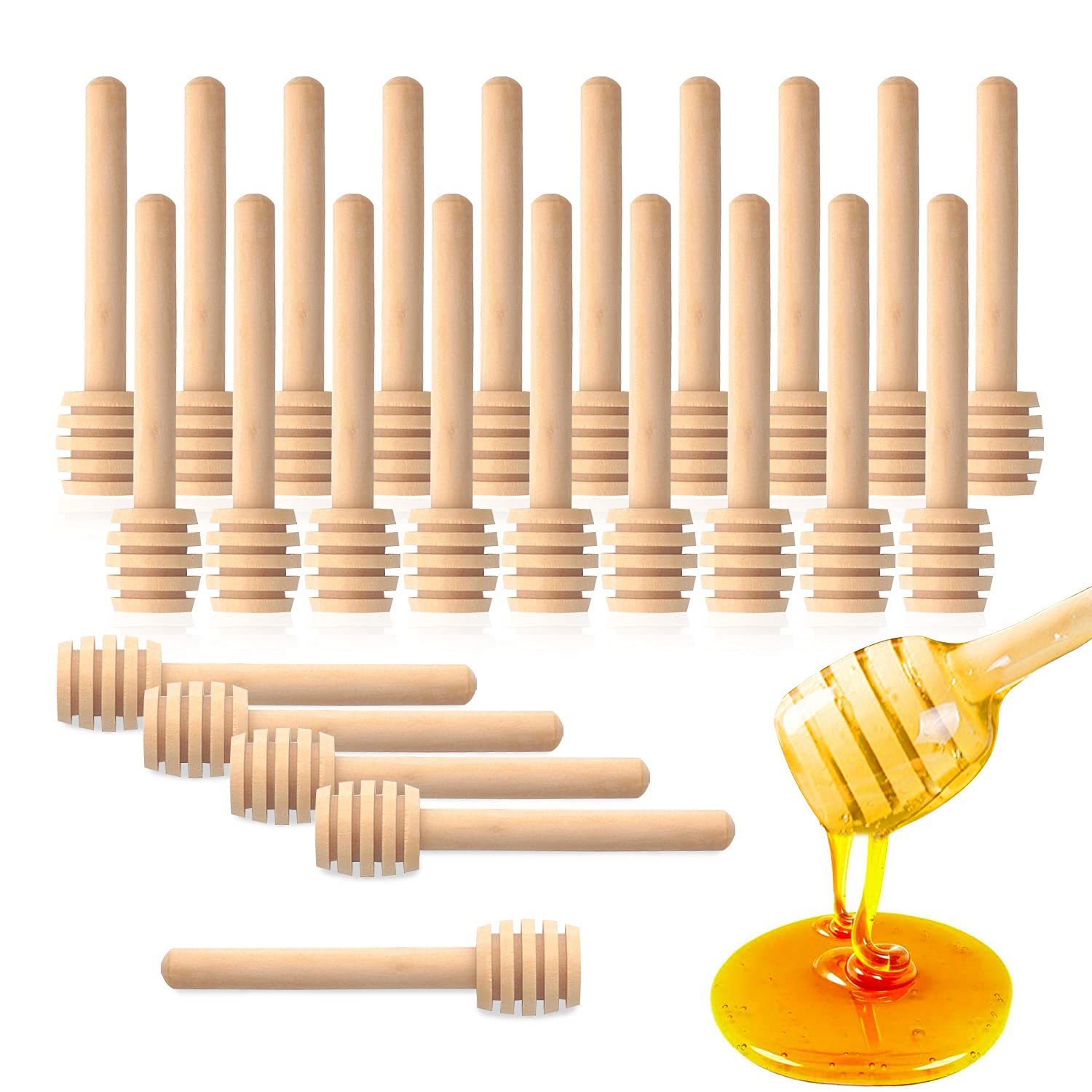 Honey Dipper Sticks, 50 Pcs 3.14 Inch Wooden Honey Dipper Honey Spoons Honeycomb Stick Honey Stirrer Honey Wand for Honey Jar, Dispense Drizzle Honey, Wedding Party Favors