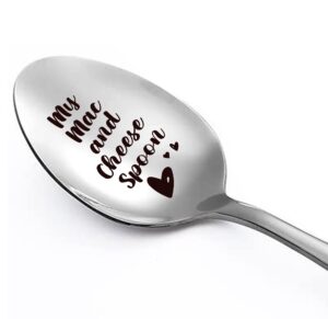 family kitchen my mac and cheese spoon, engraved stainless steel coffee cheese spoon, gift for sister friend colleague cheese lovers birthday christmas thanksgiving graduation gifts