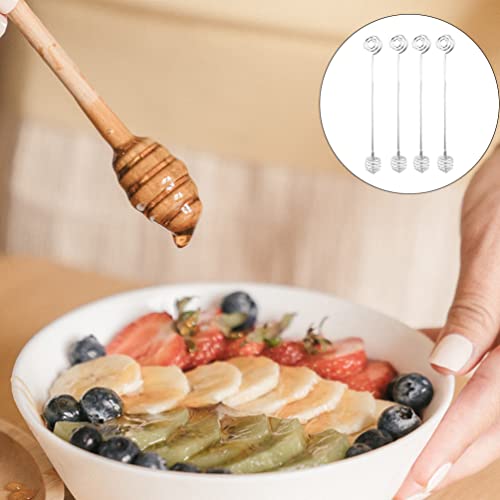 Luxshiny Coffee Stirrers 4pcs Honey Dipper Stainless Steel Honeycomb Stick Honey Spoons Stirrer Stick Syrup Dipper Cocktail Stirrers for Honey Jar Dispense Drizzle Coffee Syrup