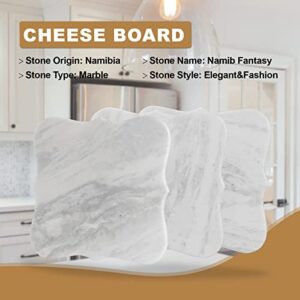 Koville Luxury Namibia Africa Marble Cutting Board, 12" Large Charcuterie Boards, Square Marble Slab, Serving Tray, Housewarming, New Home, Anniversary & Wedding, Bridal Shower Gift Grigio