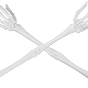 Halloween Fall Gothic Plastic White Skeleton Arm Hand Tongs (2) for Party Favors Classroom Office Home Kitchen Salad Servers