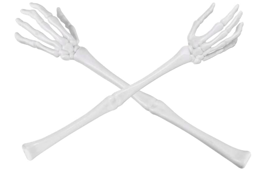 Halloween Fall Gothic Plastic White Skeleton Arm Hand Tongs (2) for Party Favors Classroom Office Home Kitchen Salad Servers