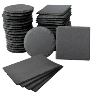 set of 4 slate cheese boards with 36 coasters for entertaining and hosting