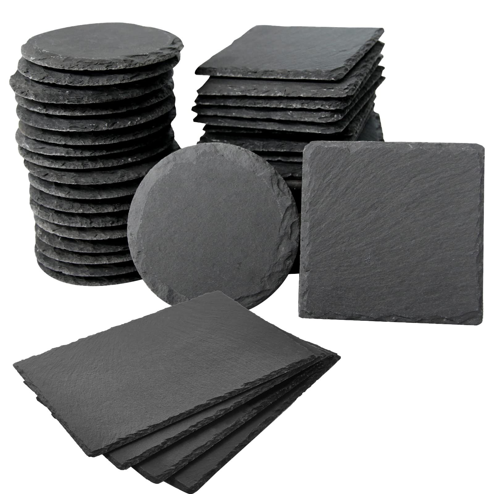 Set of 4 Slate Cheese Boards with 36 Coasters for Entertaining and Hosting