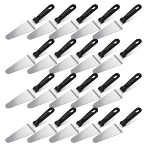 wopplxy 20 pcs pizza spatula pie server, 10 inch stainless steel cake serving spatula non slip easy to grip, triangular spade spatula with plastic handle for desserts pizza pie cake biscuit