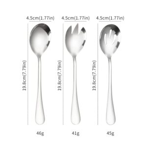 ARFUKA Salad Servers Stainless Steel Salad Serving Set Salad Spoon and Fork Set Kitchen Cooking Utensil Cutlery Gifts Silver, Set of 6