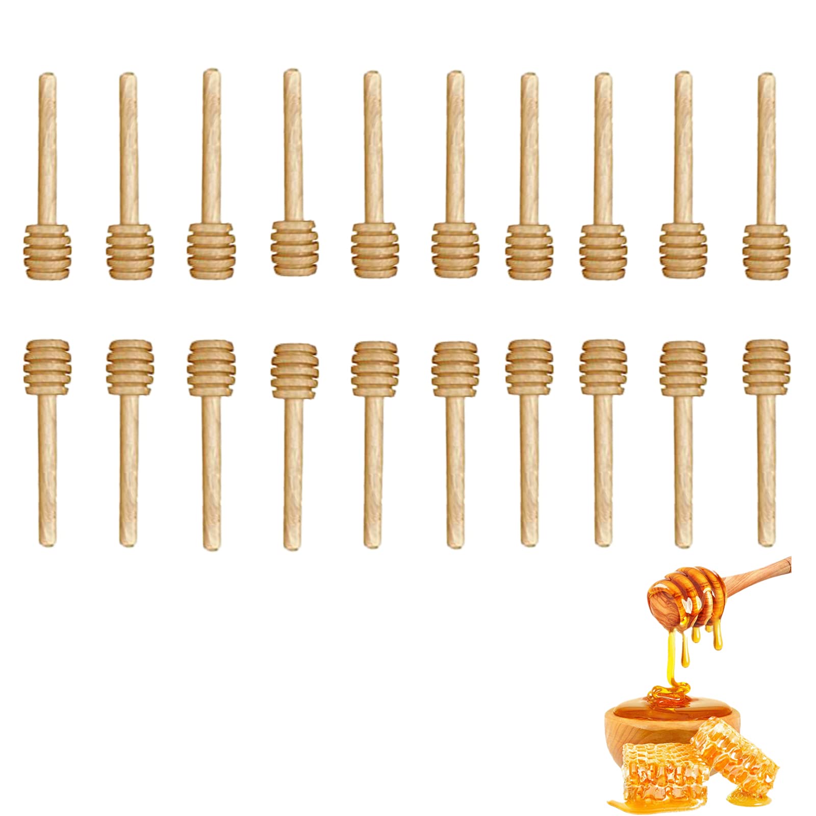 20Pcs Honey Dipper Sticks, 3 Inch Wooden Honey Dipper, Mini Honeycomb Stick, Honey Stirrer Stick for Honey Jar Dispense Drizzle Honey and Wedding Party Gift