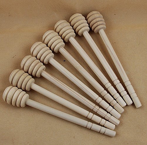 Pack of 50 Pieces 6 Inch Wood Honey Dipper tick Spoon Dip Drizzler Server for Honey Jar Dispense Drizzle Honey New