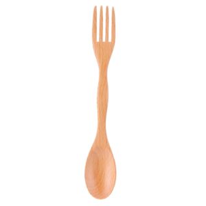 wooden salad server,integrated salad spoon and fork natural hand wooden utensils for serving salad