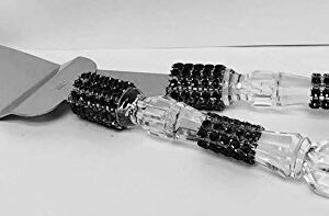 Cake Knife & Server Set with Black Simulated Rhinestone All Occasions Wedding Sweet 16