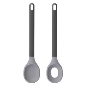 berghoff leo non-stick heat-resistant silicone & nylon body salary server, set of 2pc 12" grey with hanging ring, soft grip dishwasher safe