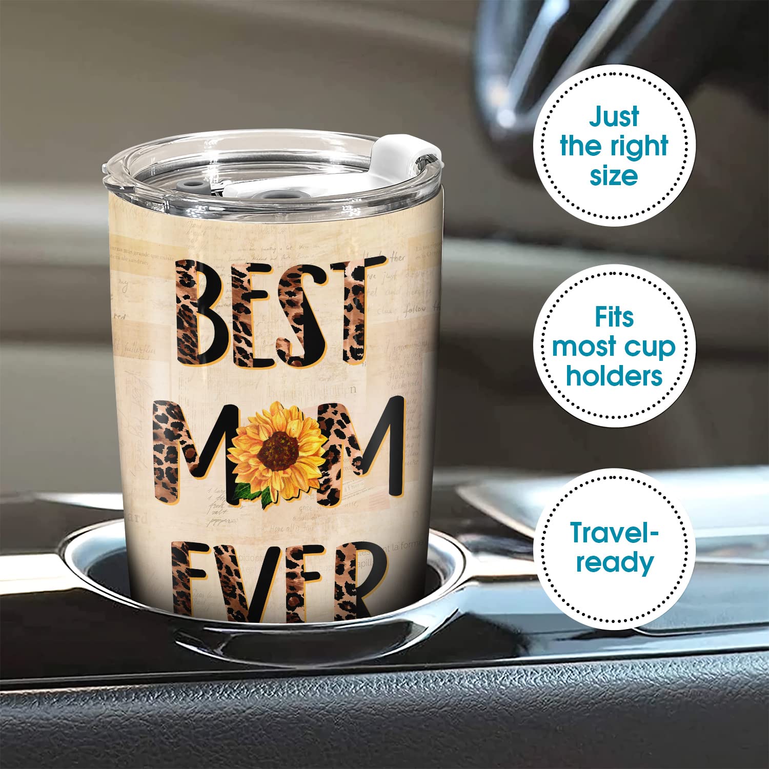 365fury Best Mom Ever Gifts - Mothers Day Gifts For Mom From Daughter, Son - Birthday, Christmas Gifts Idea For Mom From Kids - 20oz Mom Tumbler With Straw, Inspirational Bangle Bracelet For Women