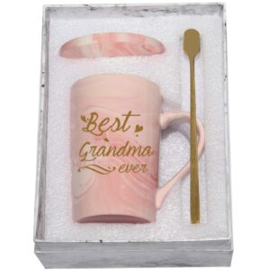 best grandma mug best grandma ever mug grandma gifts birthday mothers day gifts for grandma from granddaughter grandson grandchildren grandkids 14 ounce exquisite box spoon and mug mat pink