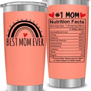 COCHIMO Christmas Gifts for Mom from Daughter Son Kid - Mom Gifts for Mothers Day - Birthday Gifts for Mom, New Mom, Mom To Be, Mom in Law, Stepmom - Mom Coffee Cup Tumbler 20 oz - Coral Pink